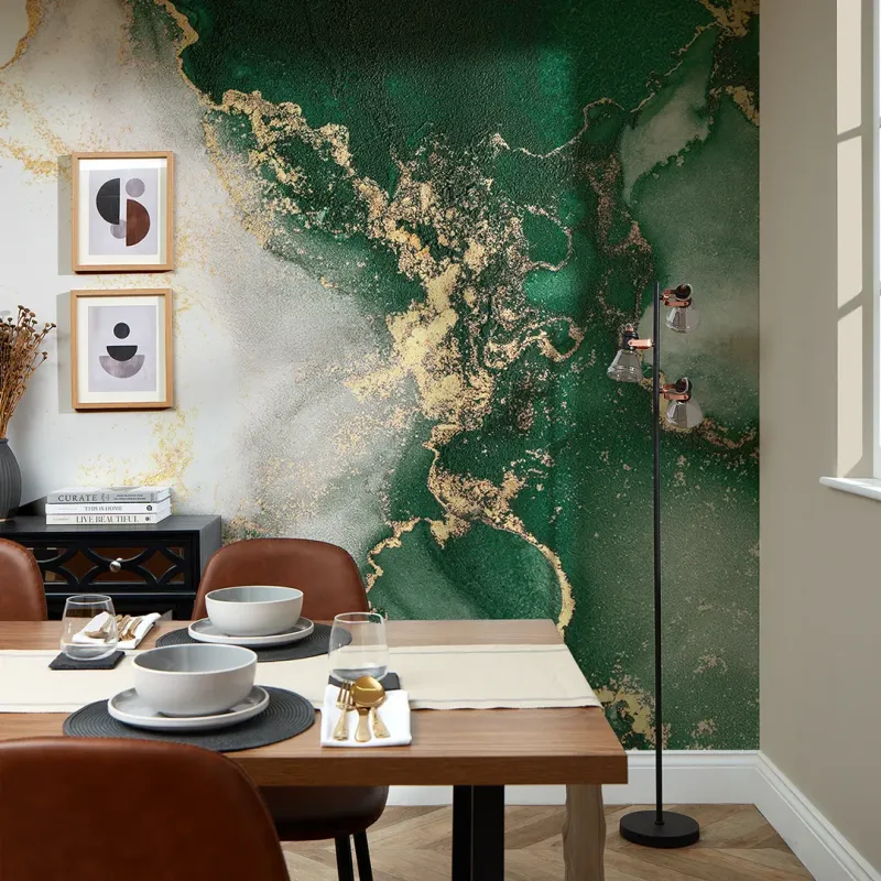 Amalfi Full Wall Mural Emerald and Golden