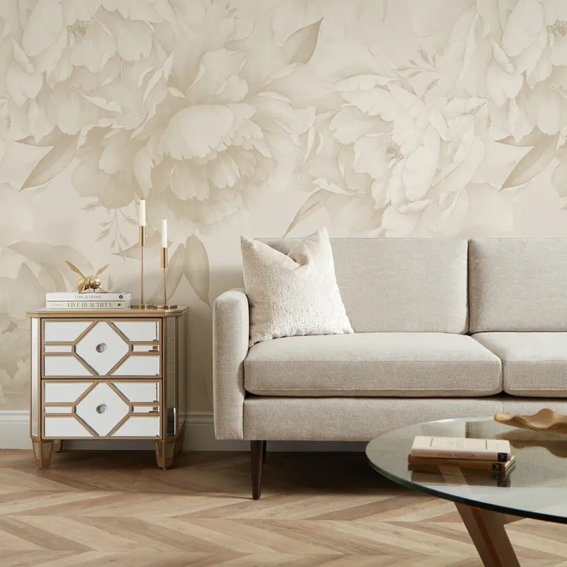 Old-style Peony Full Wall Mural Warm Neutrals