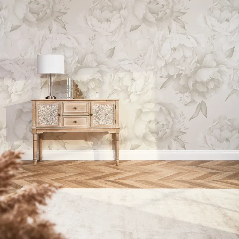 Sample Old-style Peony Mural Cool Neutrals