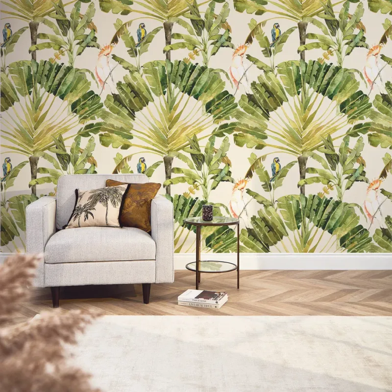 Sample Parrot Paradise Mural Cream