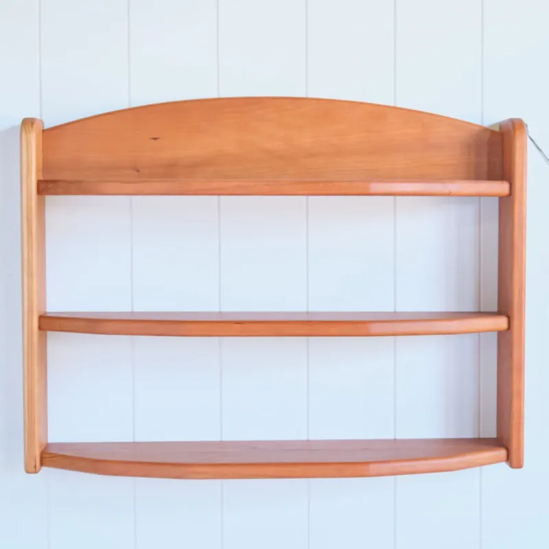 3-Tiered Cherry Wood Wall Shelf - 24" L x 6" D x 17" H - Three Shelves