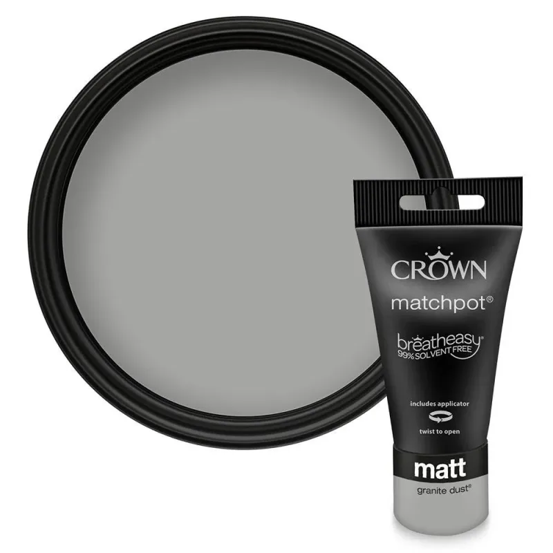 Crown Walls & Ceilings Matt Emulsion Paint | Granite dust | 40ml Tester