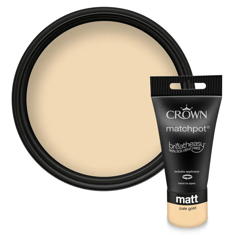 Crown Walls & Ceilings Matt Emulsion Paint | Pale Golden | 40ml Tester