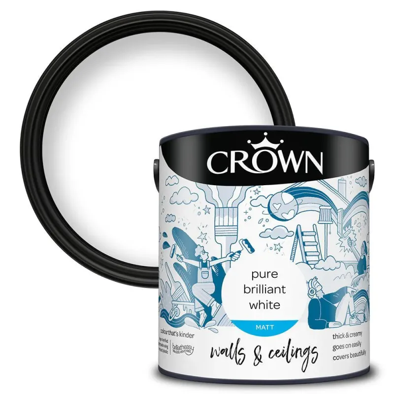 Crown Walls & Ceilings Matt Emulsion Paint | Brilliant Alabaster