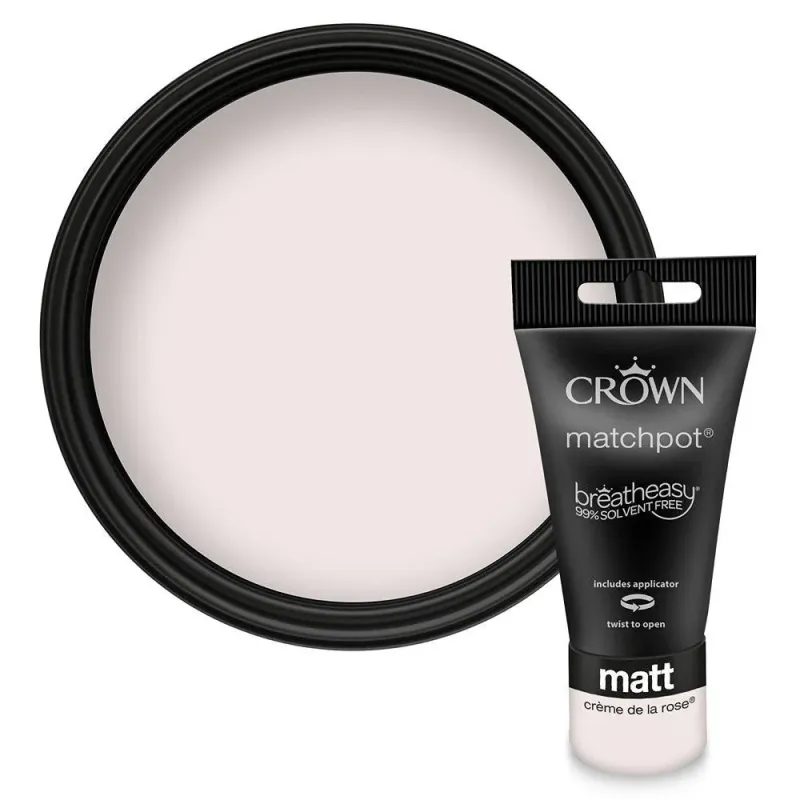 Crown Walls & Ceilings Matt Emulsion Paint | Creme de la Rose | 40ml Tester