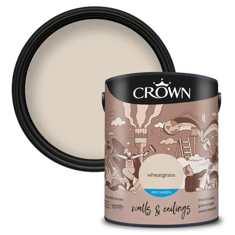 Crown Walls & Ceilings Mid Sheen Emulsion Paint | Wheatgrass