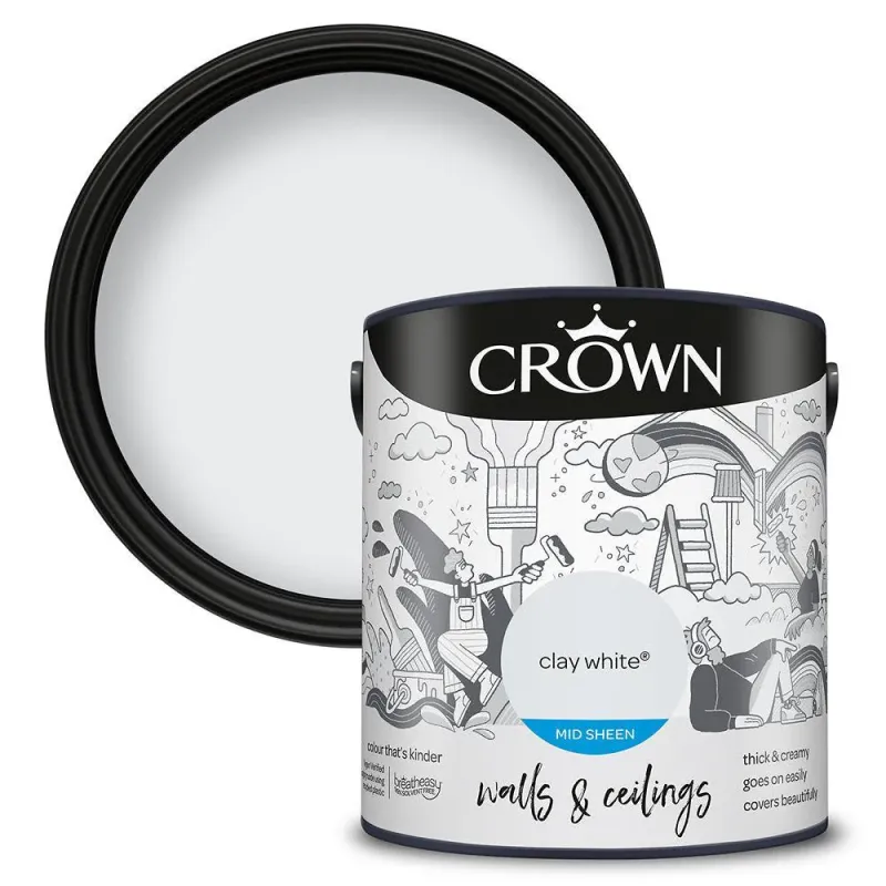 Crown Walls & Ceilings Mid Sheen Emulsion Paint | Clay Chalk