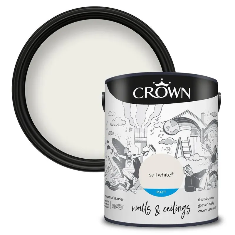 Textured Crown Walls & Ceilings Matt Emulsion Paint | Sail Snow