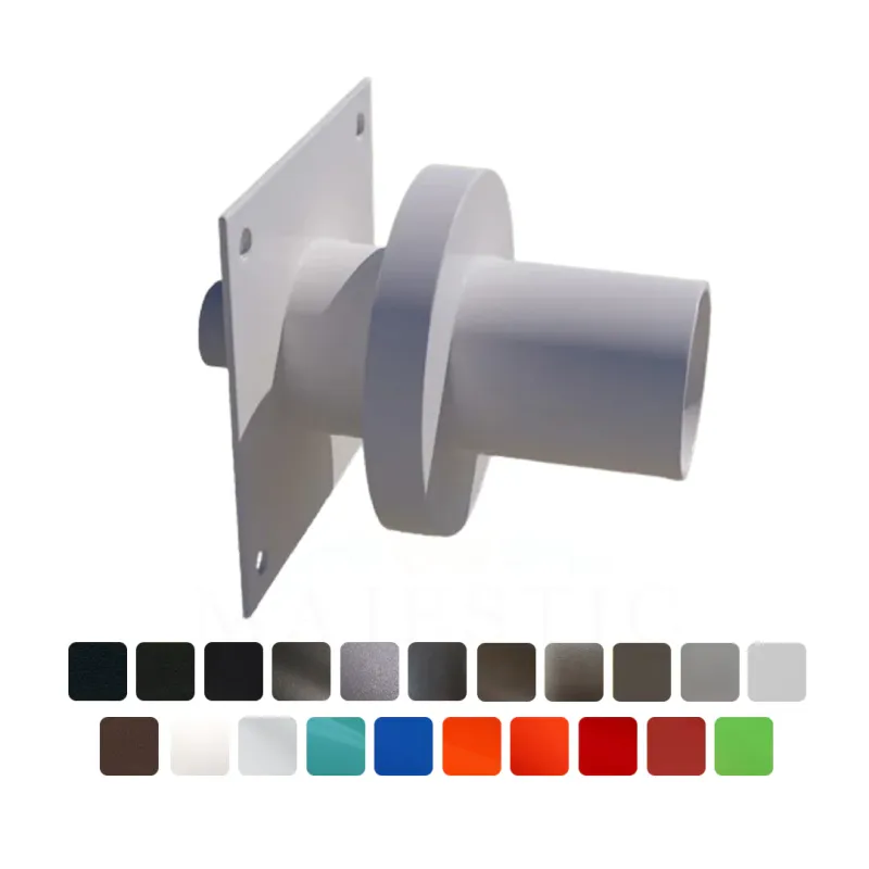 Textured Pipe Scupper - On Wall - Generous - Powder Coated Steel