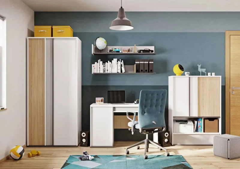 Imola IM-01 Corner Wardrobe White Buoyant Grey