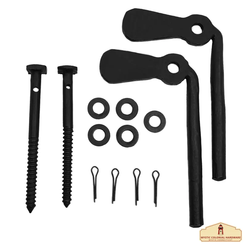 Hand Forged Iron Offset Beacon Hill Shutter TIEBACKS - Adjust 2 - Oil Blackened Pair