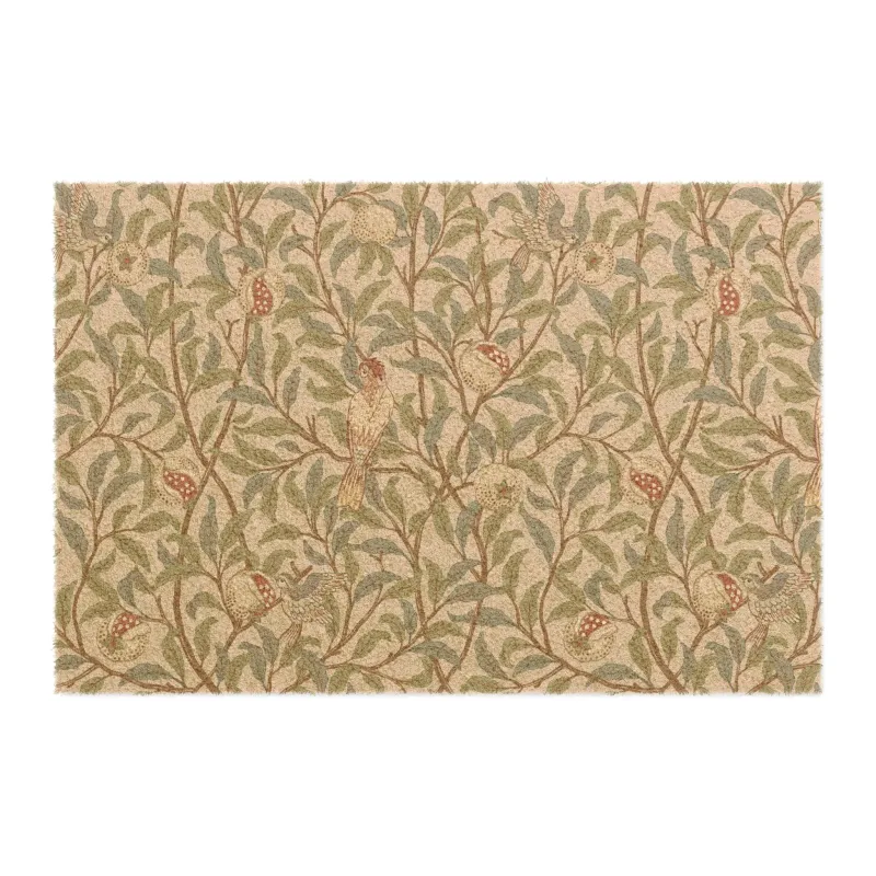 Coconut Coir Doormat inspired William Morris - Bird and Pomegranate Collection (Parchment)