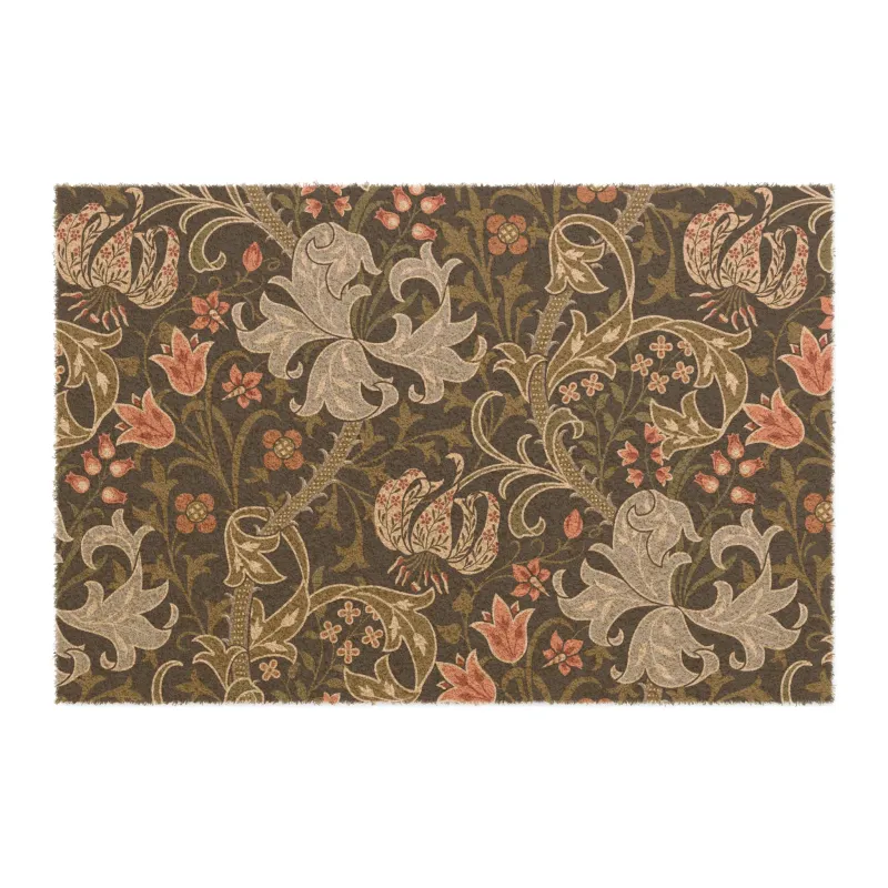 Coconut Coir Doormat inspired William Morris - Golden Lily Collection (Midnight)