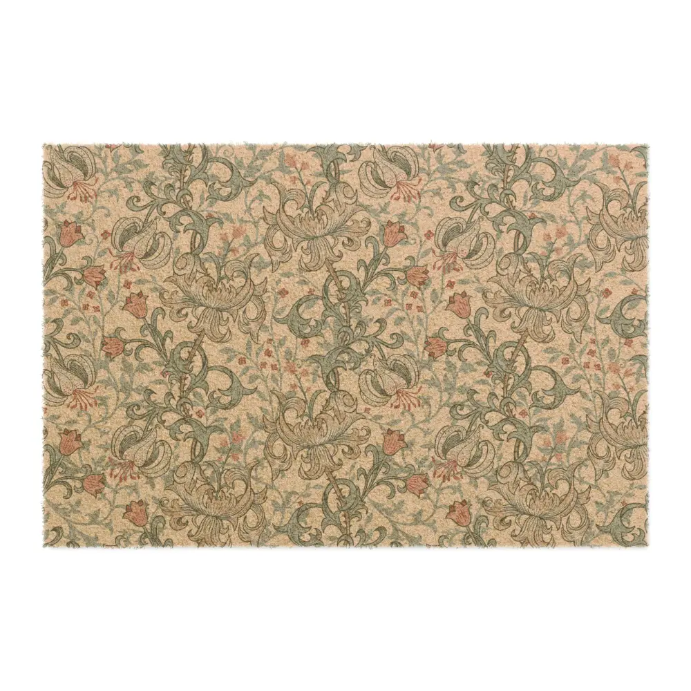 Coconut Coir Doormat inspired William Morris - Golden Lily Collection (Mineral)