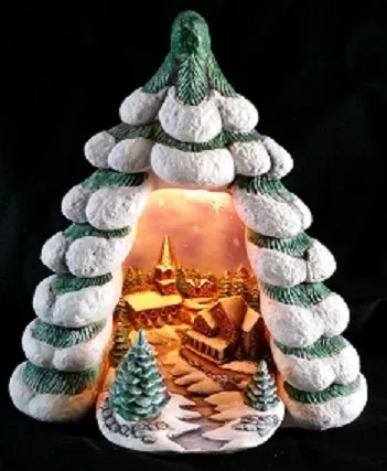 H659ABBDE Christmas Tree w-Church Hershey Earthenware Mold