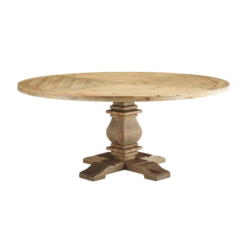 Modway Column 71" Round Pinewood Wood Dining Table