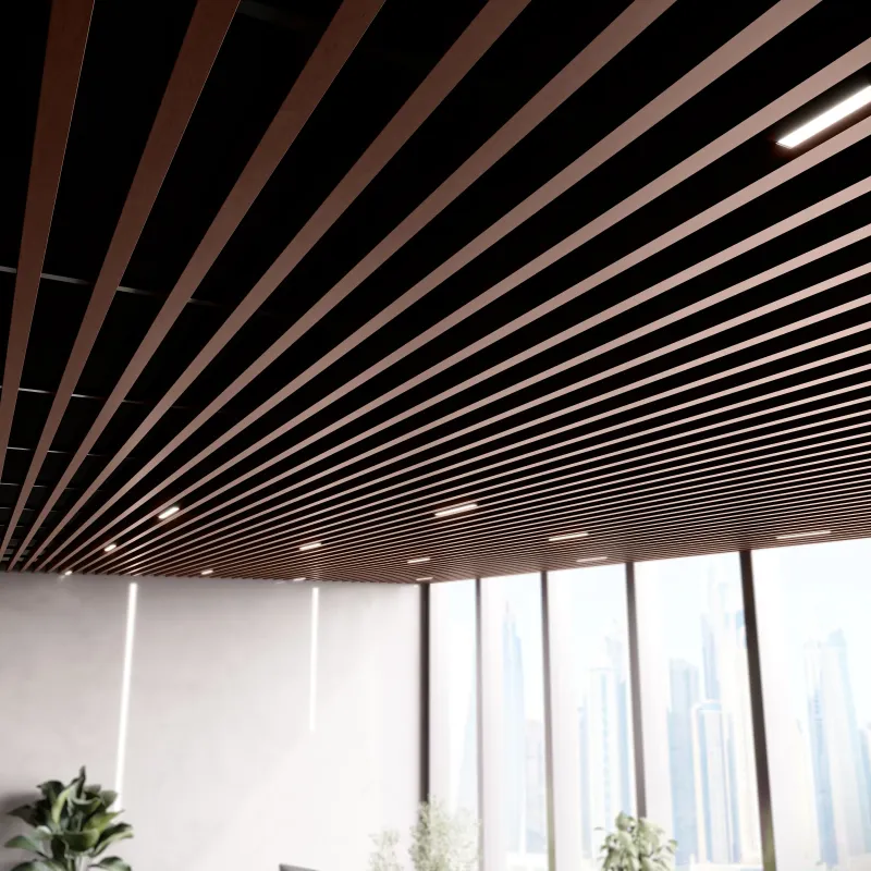 Suspended Slatted Wood Ceiling System - Chestnut